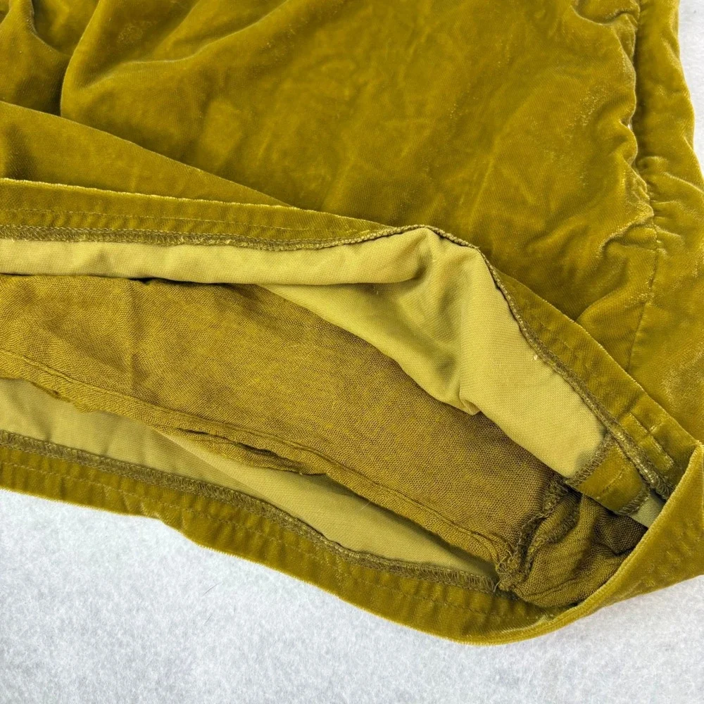 Free People Olive Ruched Vivienne Velvet Mini Skirt Sz 4 Boho Whimsigoth Indie